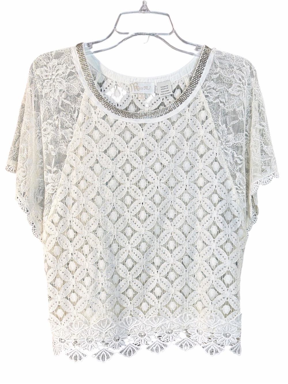 Miss Me White Lace Crochet Top Size Medium